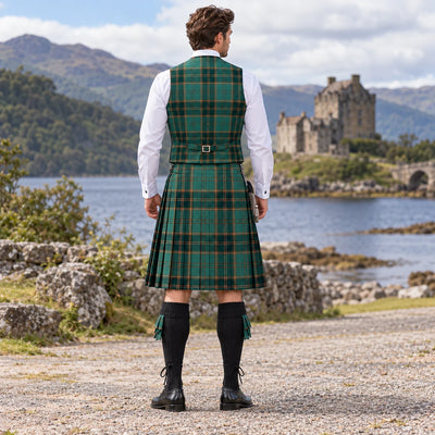 All Ireland Green Tartan Vest - back view