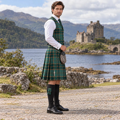 All Ireland Green Tartan Vest - side view