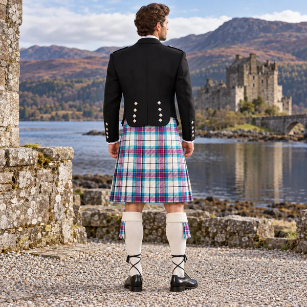 Allendale Dress Blue Tartan Prince Charlie Kilt Outfit - back view