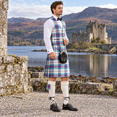 Allendale Dress Blue Tartan Vest - side view