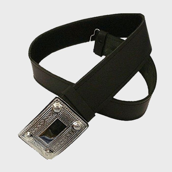Black Plain Belt With Celtic Buckle