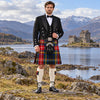 Black Stewart Tartan Prince Charlie Kilt Outfit - front view