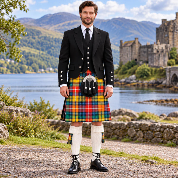 Buchanan Antique Tartan Argyll Kilt Outfit - front view