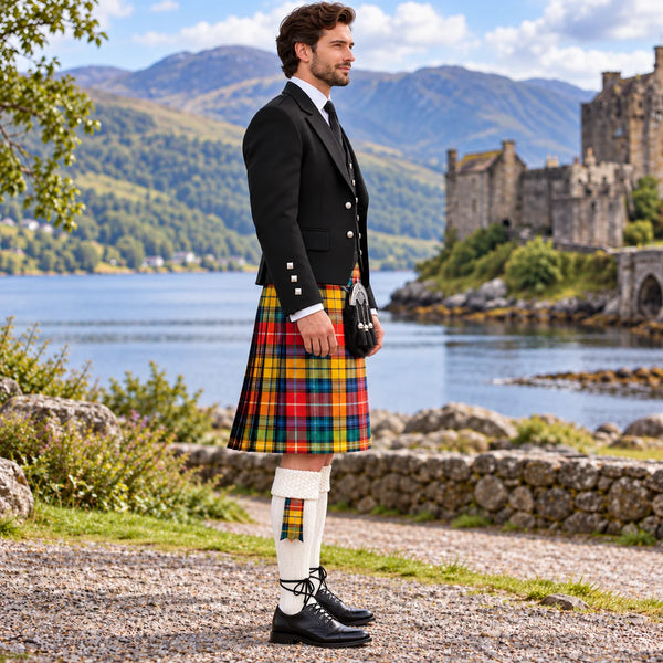 Buchanan Antique Tartan Argyll Kilt Outfit - side view