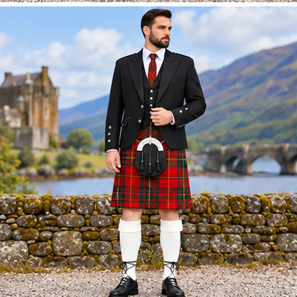 Cameron Modern Tartan Argyll Kilt Outfit - front view