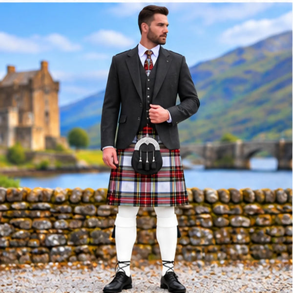 Dress Stewart Tartan Argyll Kilt Outfit - front view