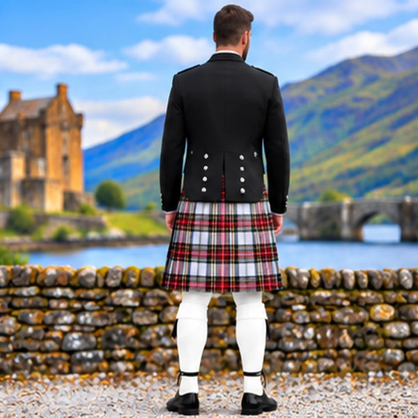 Dress Stewart Tartan Prince Charlie Kilt Outfit - back view
