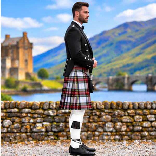 Dress Stewart Tartan Prince Charlie Kilt Outfit - side view