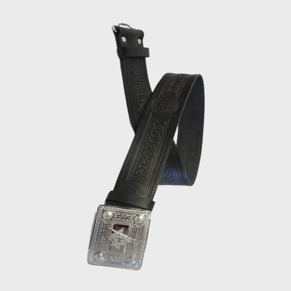 Leather Lion Rampant Embossed Belt