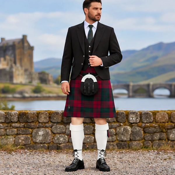 Lindsay Modern Tartan Argyll Kilt Outfit - front view