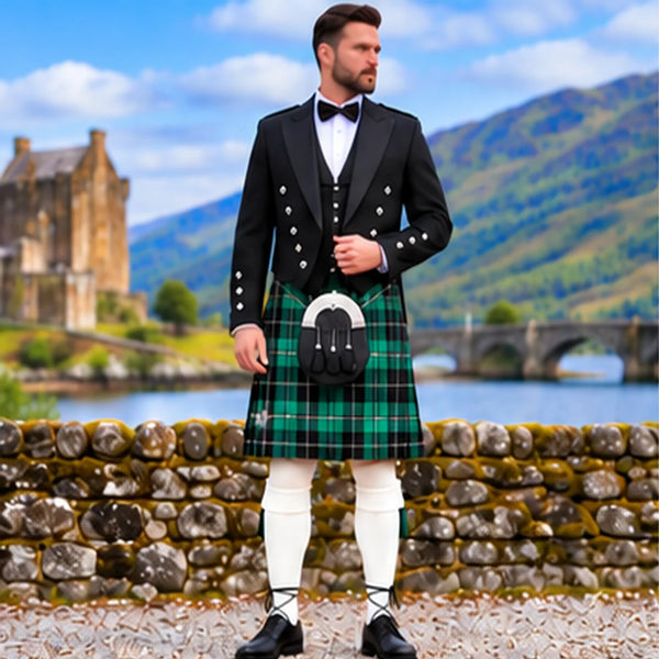 MacLean Hunting Ancient Tartan Prince Charlie Kilt Outfit - front view