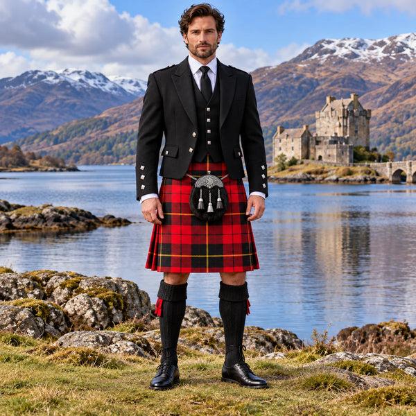 Wallace Modern Tartan Argyll Kilt Outfit - front view