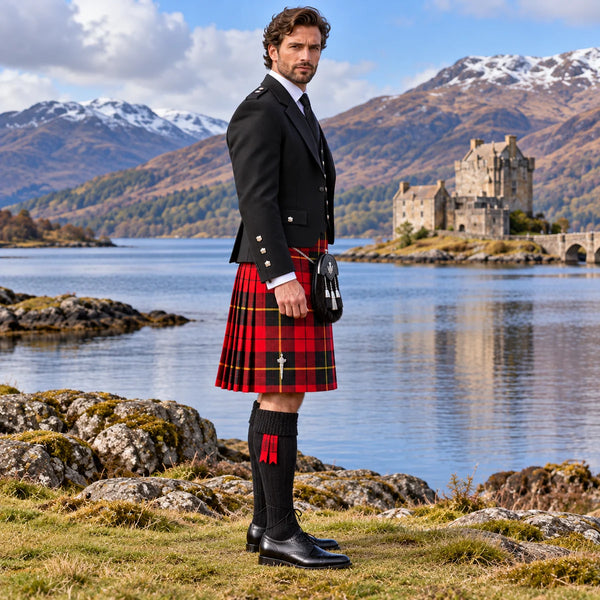 Wallace Modern Tartan Argyll Kilt Outfit - side view