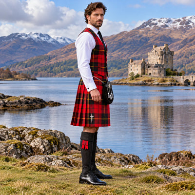Wallace Modern Tartan Vest - side view